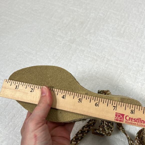 Colin Stuart neutral crochet ankle strap Espadrilles wedges size 7.5 - Picture 14 of 15